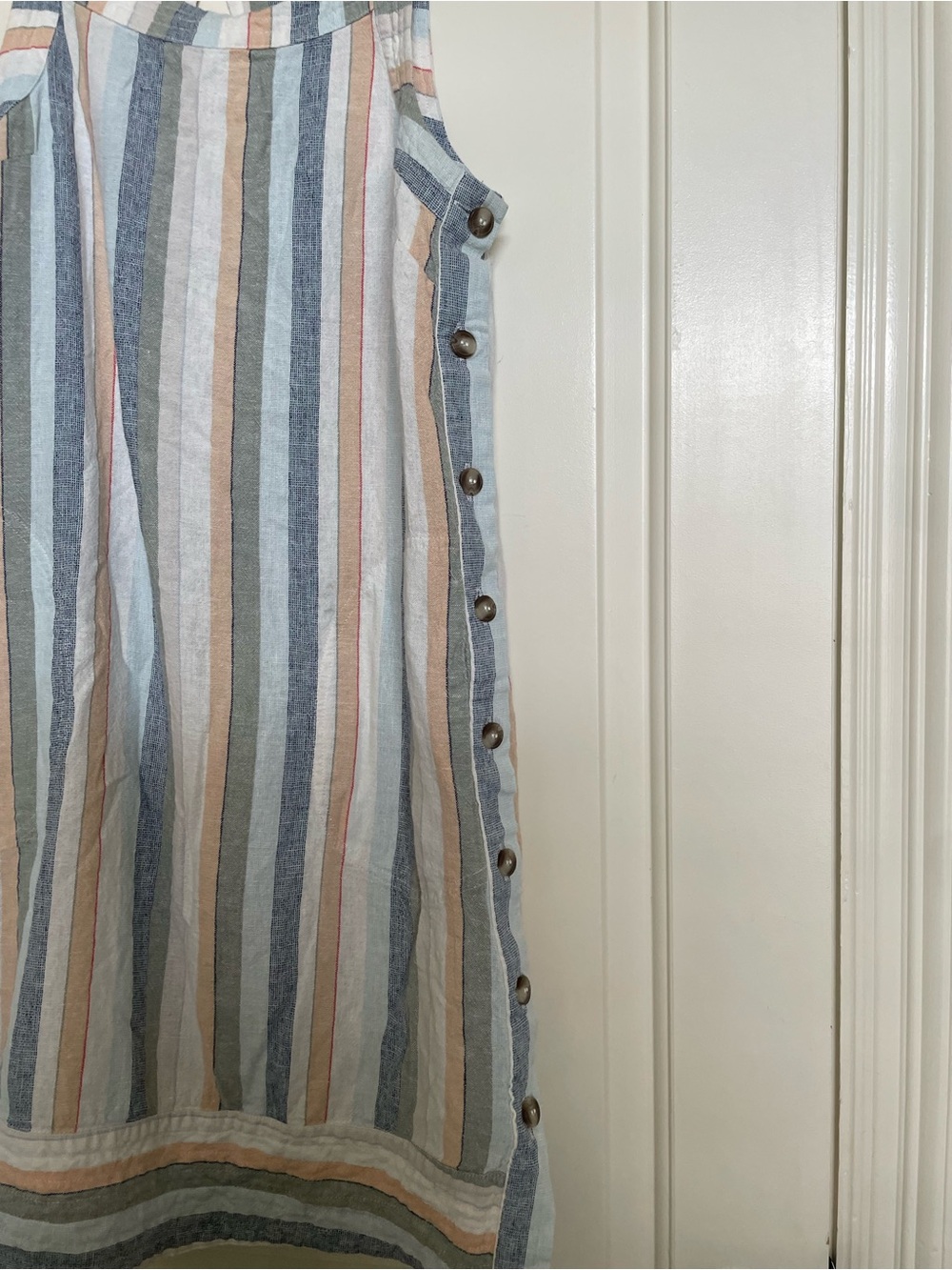 Women’s SZ M Striped Sleeveless Linen-Blend Dress - Picture 3 of 6